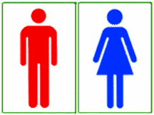 トイレの男女色の逆標識
