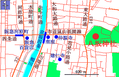 八坂神社所在地図