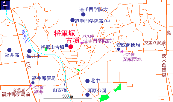 将軍塚古墳所在地図