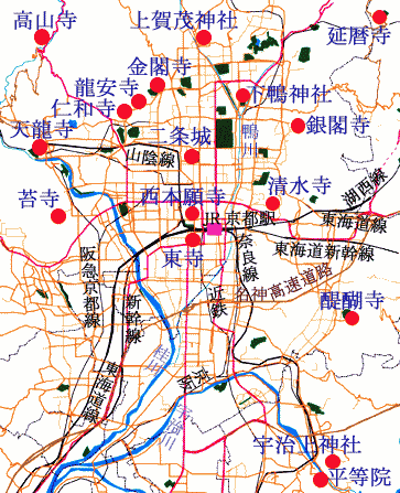 京都文化遺産所在地図