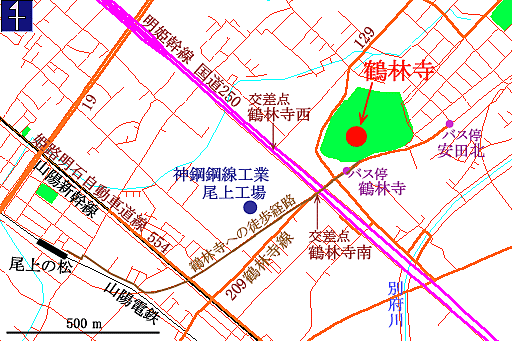 鶴林寺所在地図